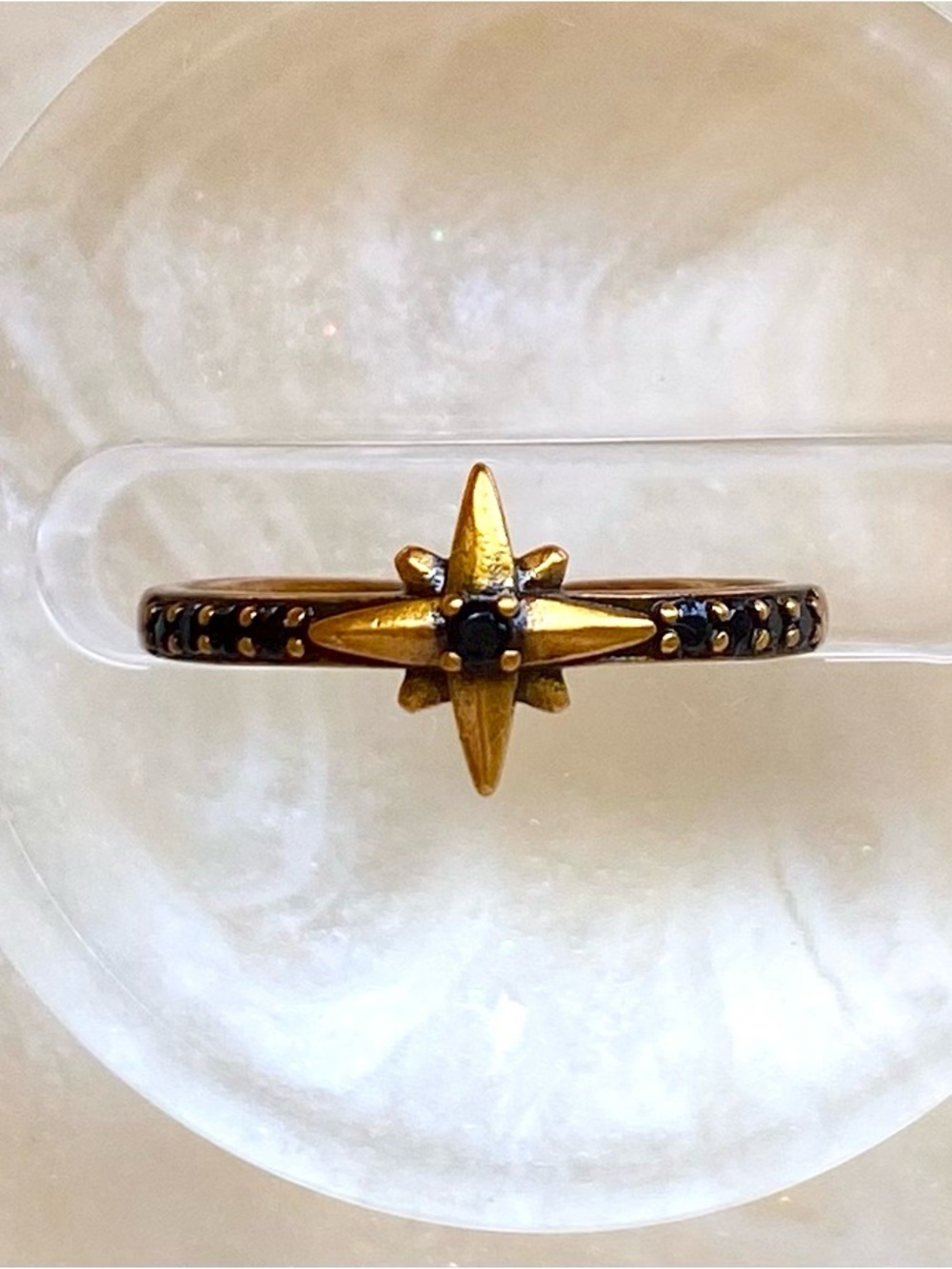 Gold Starburst Black Accent Ring